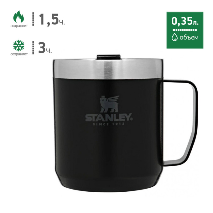 Термокружка Stanley Classic 0,35 л с ручкой, чёрная 10-09366-006