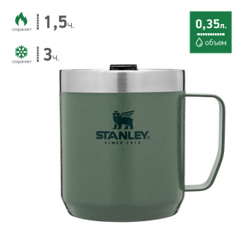 Stanley Classic — термокружка с ручкой 0,35 л, зелёная