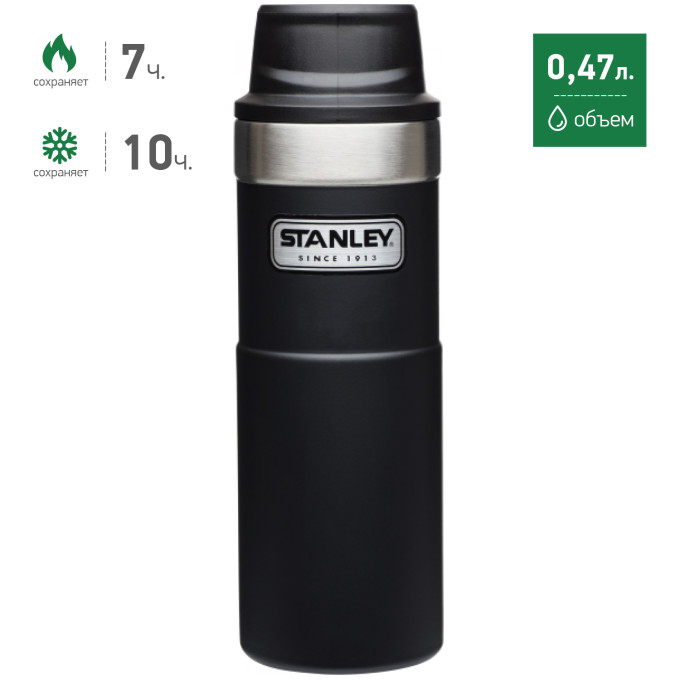 Термокружка Stanley Classic Trigger Action 0,47 л, черная (10-06439-006)