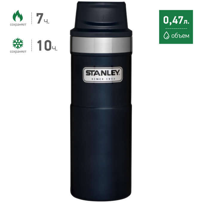 Термокружка Stanley Classic Trigger Action 0,47 л, синий (10-06439-008)