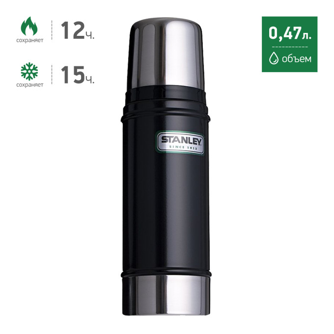Термос Stanley Classic 0,47 л, чёрный (10-01228-008)